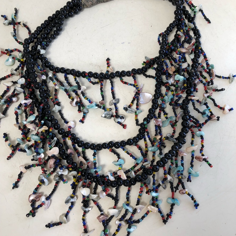 Boho Dangle Multi Stands Beaded Shell Necklace - image 5